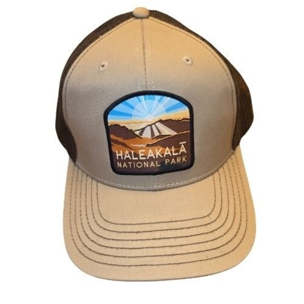 Haleakala National Park Trucker Hat Tan Brown Otto Cap‎ Snapback Maui Hawaii